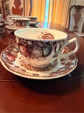Johnson Brothers His Majesty Turkey, Fruits, Nuts Cup and Sauer, Made in England